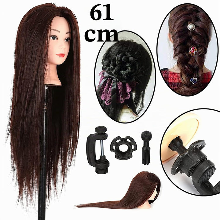 Youyijia Übungskopf Trainingsköpfe 24" Frisierkopf Haar Mit Halter Trainingskopf Frisurenkopf Puppen