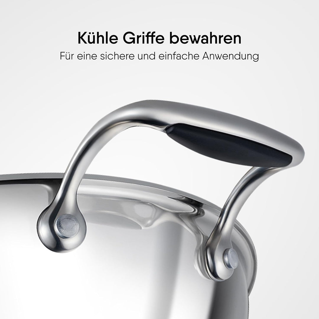 Stahl Edelstahl Triply Wok mit Deckel | Edelstahl-Kochgeschirr Triply Wok | Gas- & Induktionsboden |