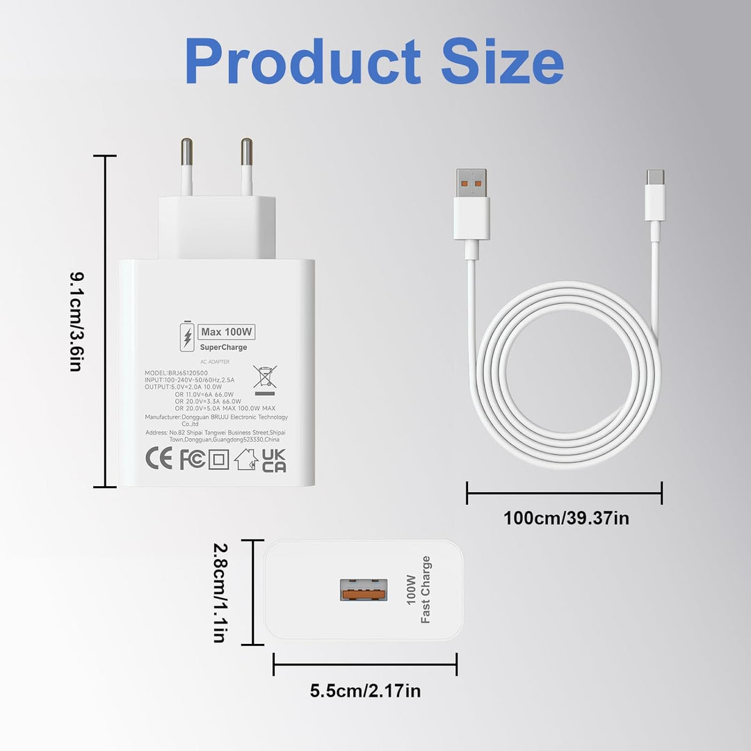 Ladegerät 100W USB C Supercharge für Huawei Honor Ladekabel Charger | für Honor 600 Pro 400 200 100