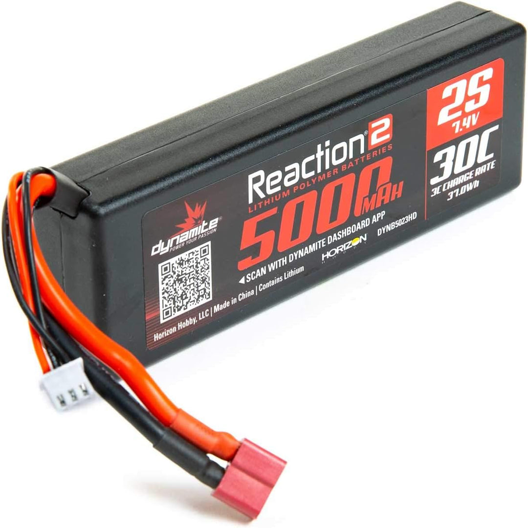 Reaction2 7.4V 5000 mAh 2S 30C LiPo, Case: Deans