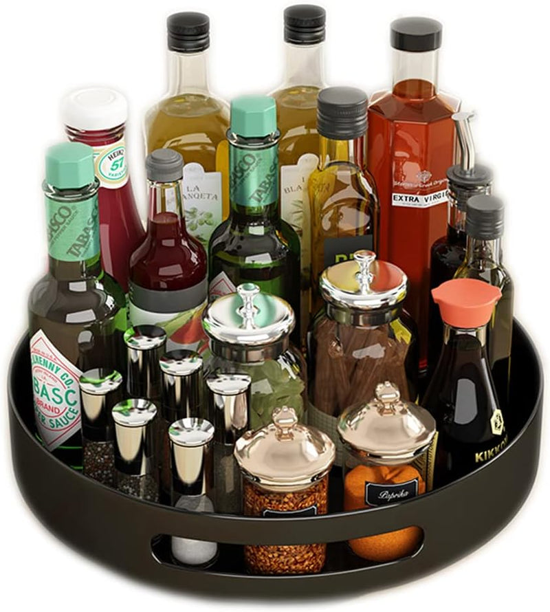 Lazy Susan Drehteller-Gewürzregal, Metall-Drehtablett, Organizer für Schrank, Arbeitsplatte, Schrank