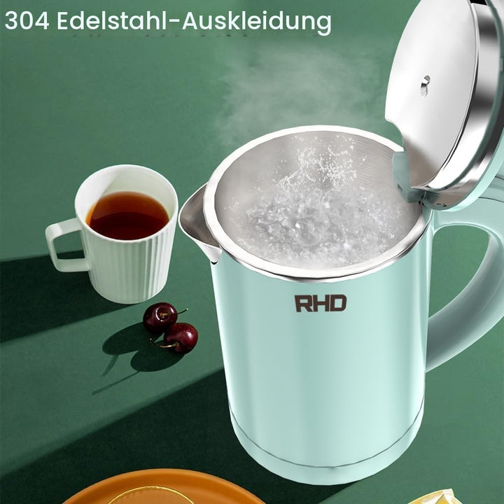 Reisewasserkocher 500ML Wasserkocher Klein, Edelstahl-Teekanne, Sockel mit Aufbewahrungsfunktion für