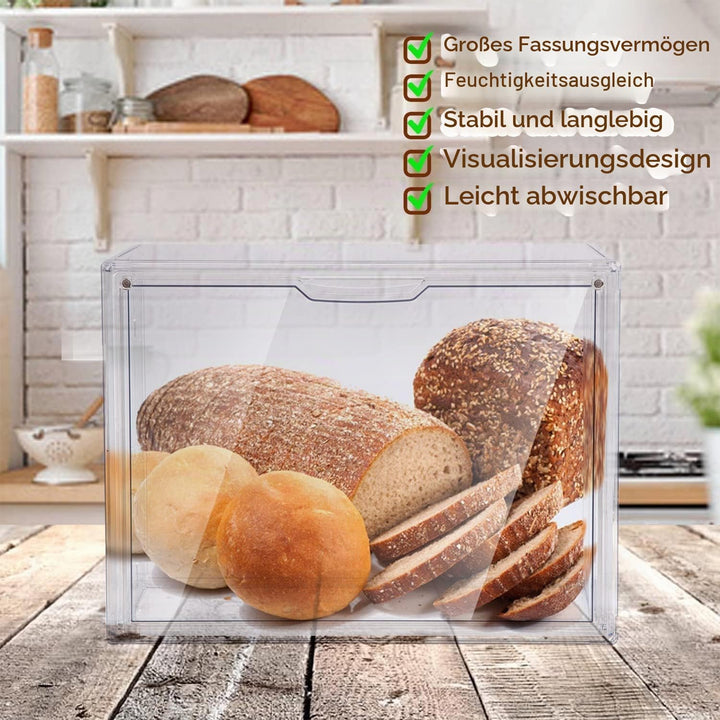 Plastik Brotkasten Durchsichtig Brotaufbewahrung mit 50pcs Backpapier Etiketten 2 Schichten Verstell