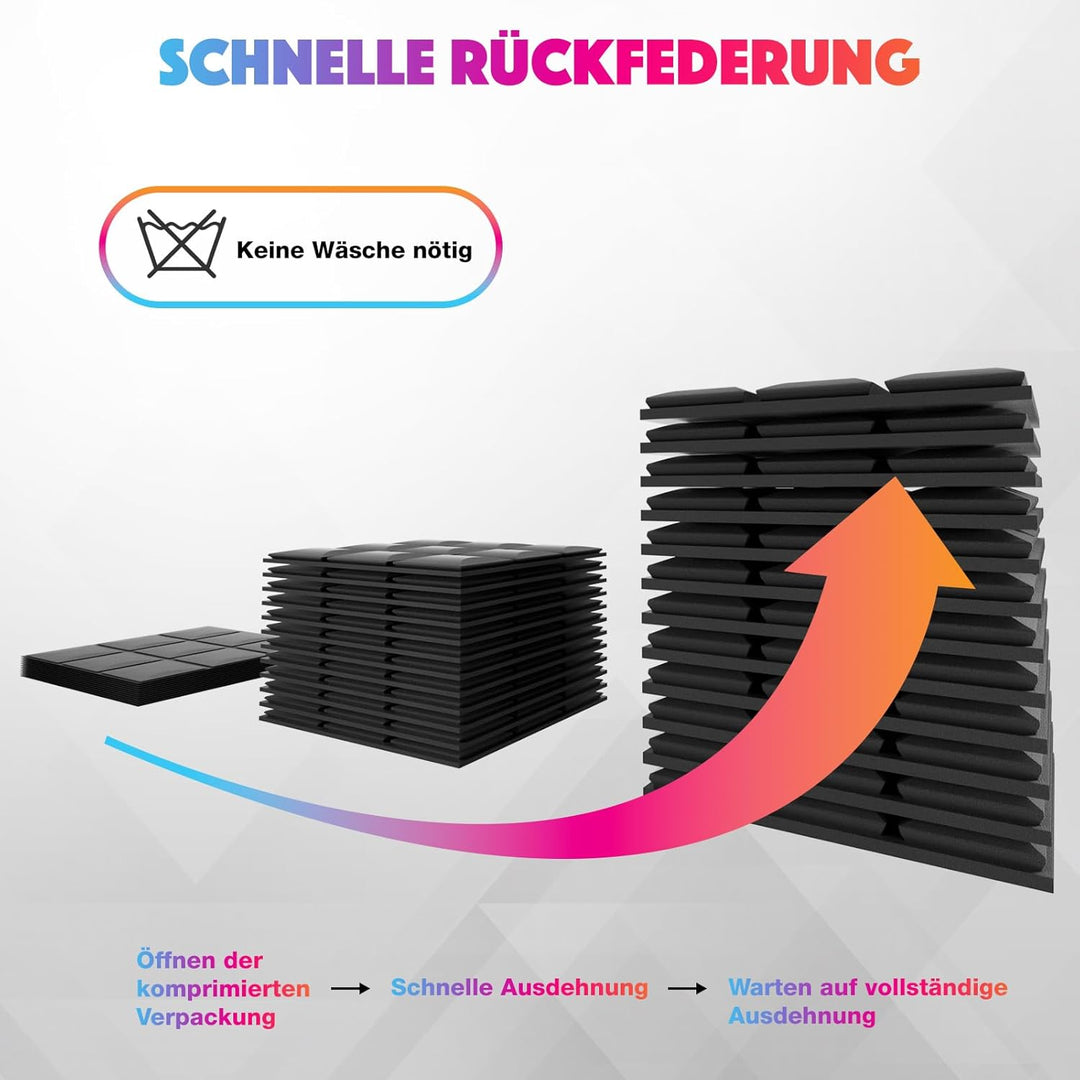 Fstop Labs 12 Stücke Schallabsorber, Dichte 35 kg/m³, 3x30x30cm, 3D Hochdichte Akustikschaumstoff, H