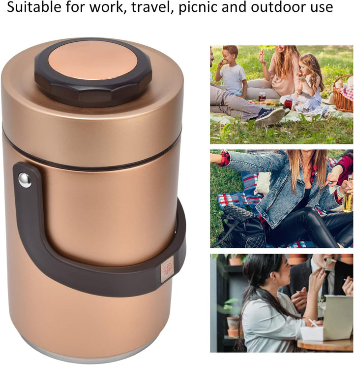 Bento Boxen, 2300ml 3 stufiger Lebensmittelbehälter vakuumisolierter Lunch Thermosbehälter aus Edels