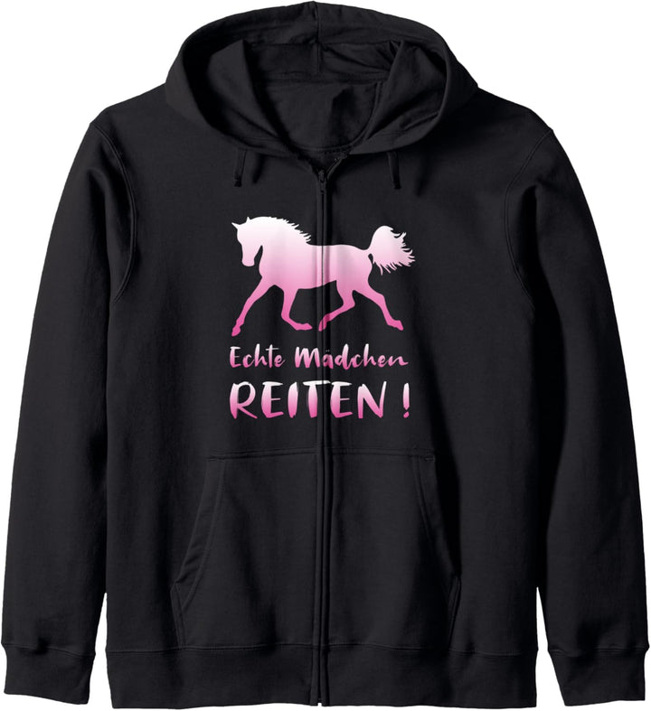 Echte Mädchen Reiten Pferd Lustiger Spruch Kapuzenjacke