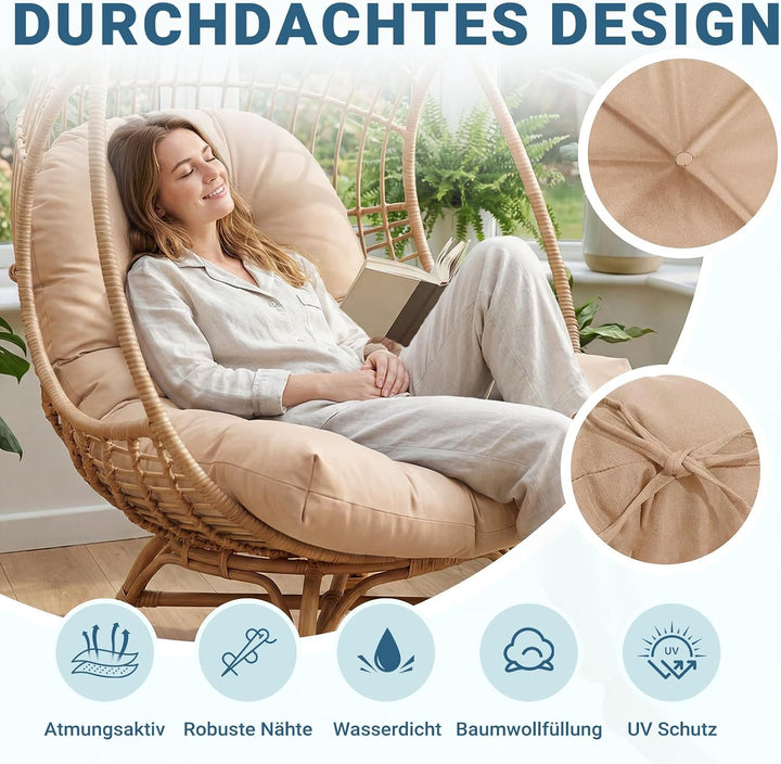 Hängesessel Kissen Ersatzkissen Outdoor: Thick Soft Polyester Sitzkissen 80x120 cm Egg Swing Cushion