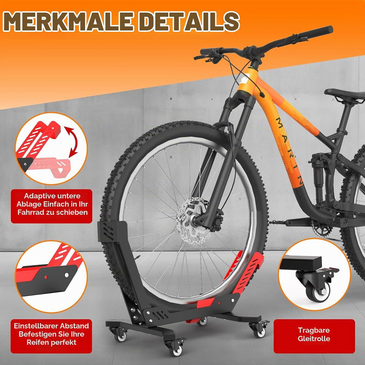 IMAYCC Professional Freistehender Fahrradständer mit Rollen für 24-29 Zoll Mountainbike E-bike Rennr