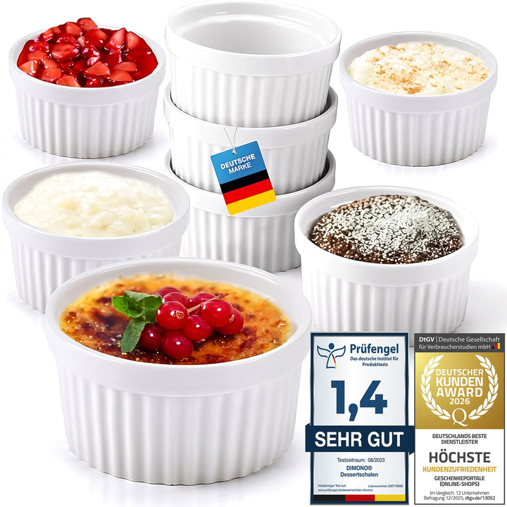 Dimono® Dessert-Schalen Creme Brulee Souflee-Förmchen, Auflaufform-Schälchen mit 170 ml für Desserts