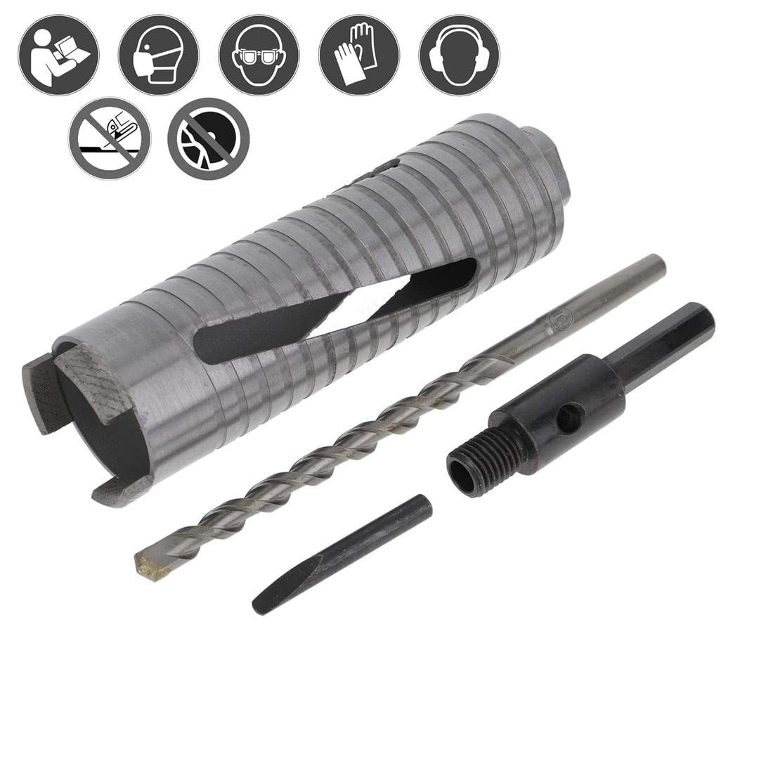 PRODIAMANT Diamant Bohrkrone ø 52mm Nutzlänge 150mm mit 6-Kant Adapter lasergeschweisst für trocken