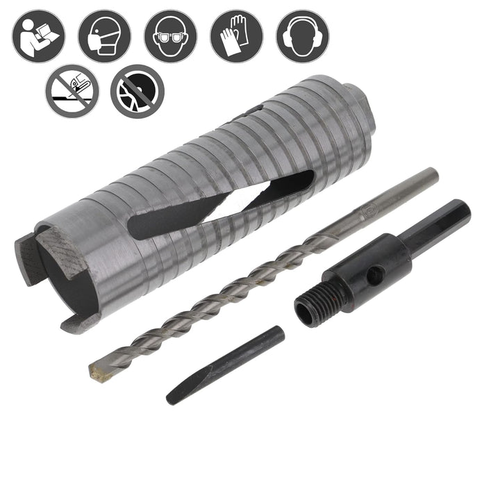 PRODIAMANT Diamant Bohrkrone ø 52mm Nutzlänge 150mm mit 6-Kant Adapter lasergeschweisst für trocken