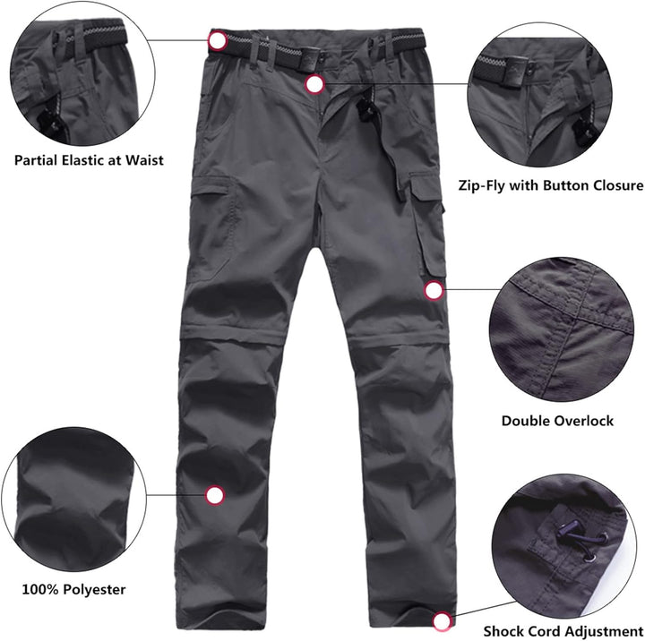 Herren Wanderhose Zip Off Leichte Atmungsaktiv Schnell Trockend Trekkinghose Abnehmbar Funktionshose