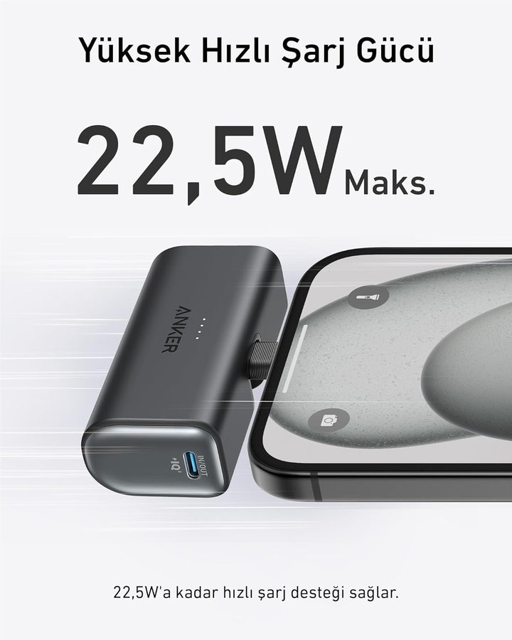 Anker 621 Powerbank mit integriertem Lightning-Stecker, 5.000 mAh MFi-zertifizierter 12W externer Ha