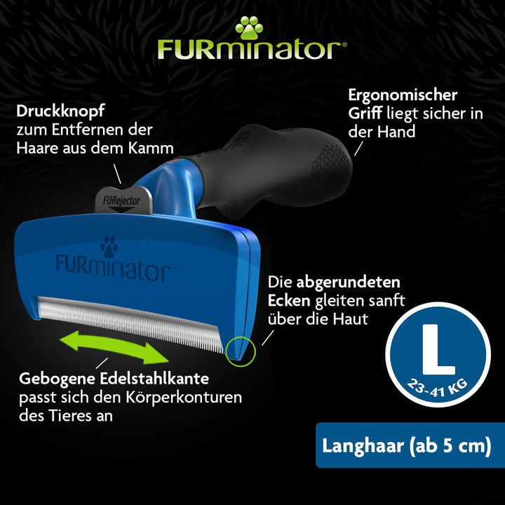 Furminator deShedding-Tool Hund Grösse L Langhaar - Hundebürste für grosse Hunde zur Entfernung der