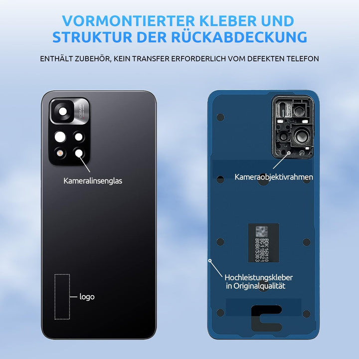 Eonpam Akkudeckel für Xiaomi Redmi Note 11 Pro+ Plus 5G Rückseite Glas Original Backcover Back Glas
