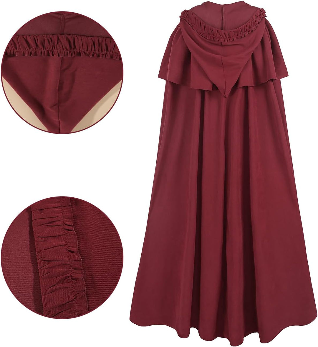 Mittelalter Umhang Damen mit Kapuze – Halloween Cape Vampir Kostüm Hexe Frauen Umhang Schwarz Vampir
