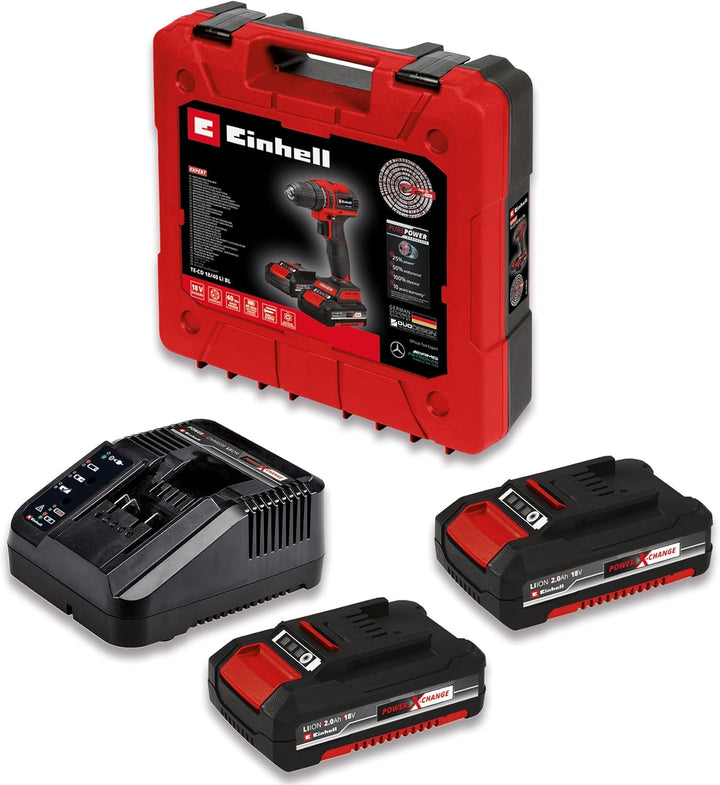 Einhell Akku-Bohrschrauber TE-CD 18/40 Li BL (2x2,0 Ah) Power X-Change (Li-Ion, 18 V, 40 Nm, bürsten