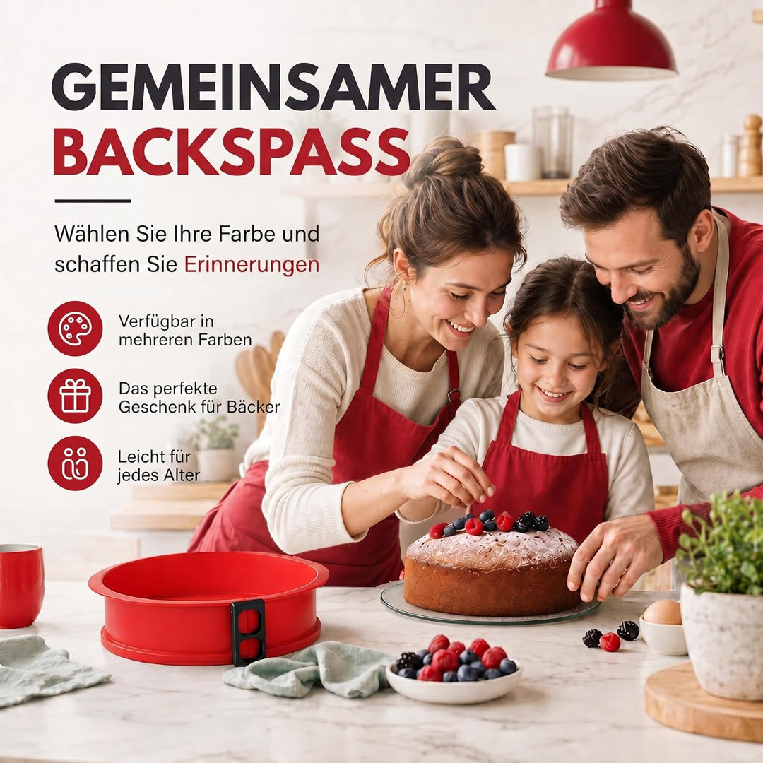 GOODS+GADGETS Silikon Springform Antihaftbeschichtete Kuchen Backform (Silikonform mit Glasboden), R