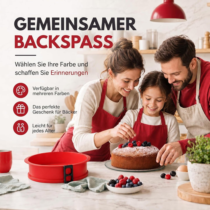 GOODS+GADGETS Silikon Springform Antihaftbeschichtete Kuchen Backform (Silikonform mit Glasboden), R