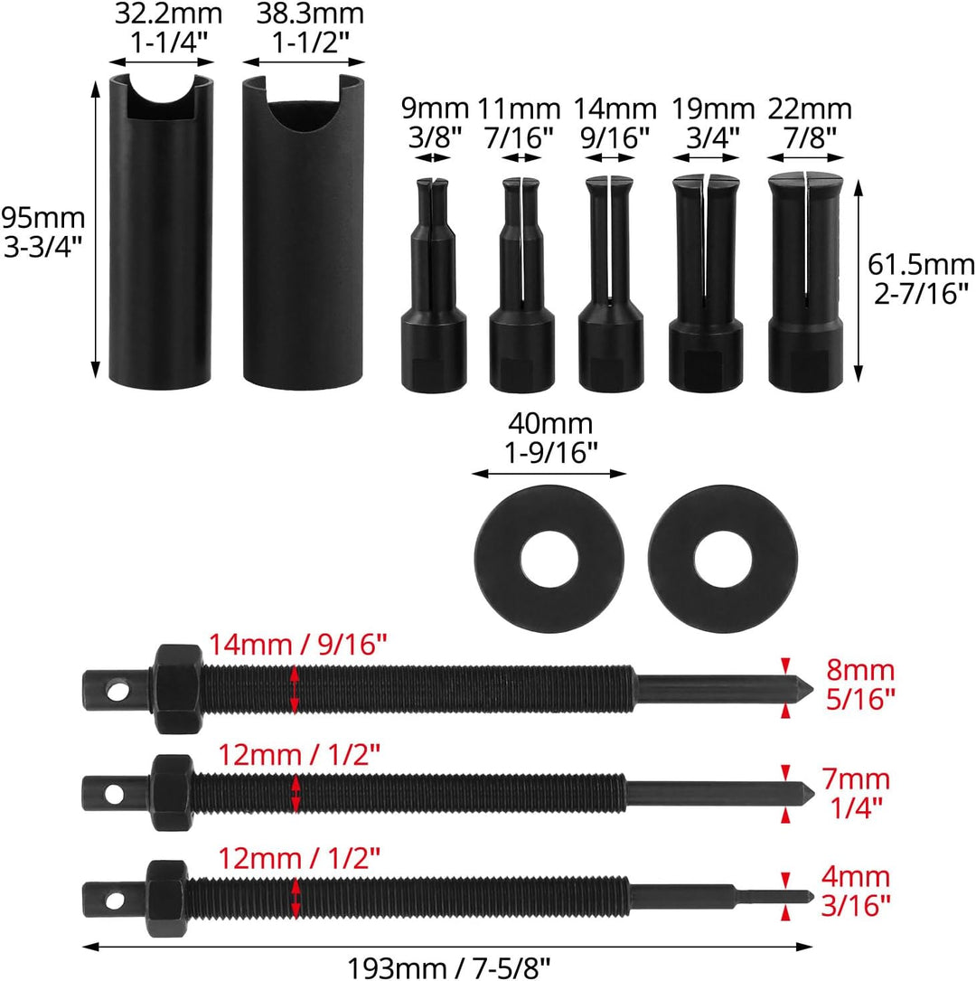 QWORK® Motorrad Innenlager Ausdreher Set, 9mm/11mm/14mm/19mm/23mm, Hochfester Chrom-Vanadium-Stahl