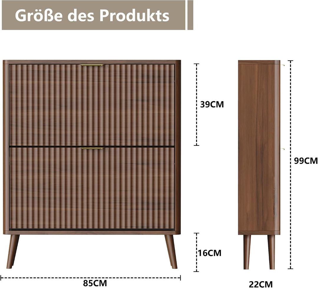 Schuhschrank, Schuhkipper mit 2 Klappen, Schuhregal Schmal, versteckte Schuhaufbewahrung, Schuhschra