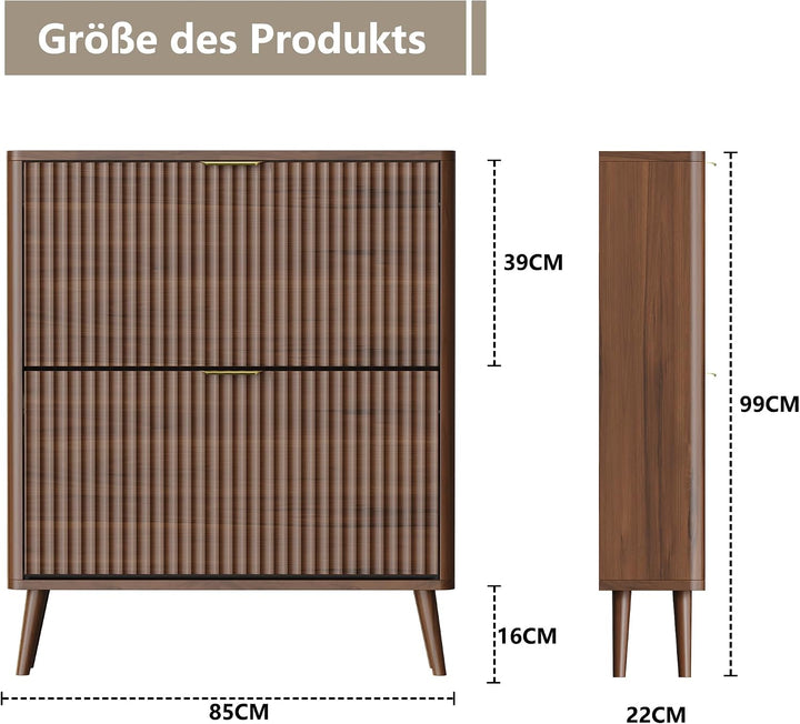 Schuhschrank, Schuhkipper mit 2 Klappen, Schuhregal Schmal, versteckte Schuhaufbewahrung, Schuhschra