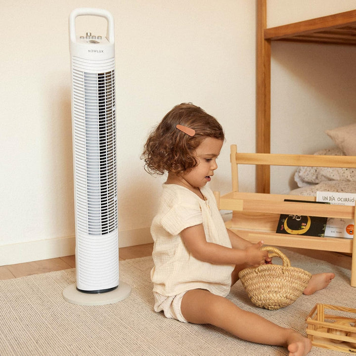 Newlux - Turmventilator ohne Flügel W80 (45W) 3 Geschwindigkeitsstufen, 70° Oszillation und Timer 12