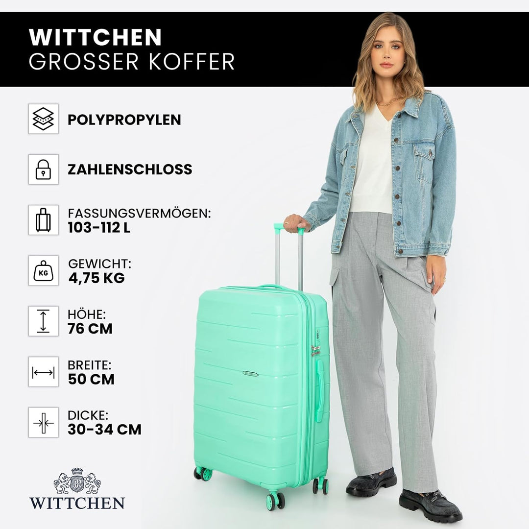 WITTCHEN ARCO Line | Grosser Koffer Reisekoffer | Leichtes Gepäck Polypropylen TSA-Schloss Teleskopg
