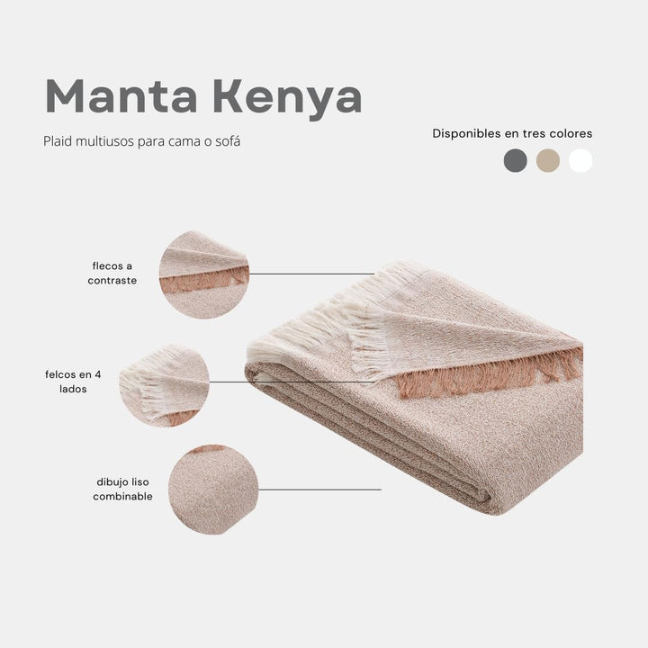 Lanovenanube - Mehrzweckdecke Kenya, 235 x 270 cm, naturweiss 230 x 260 cm Ekrü, 230 x 260 cm Ekrü