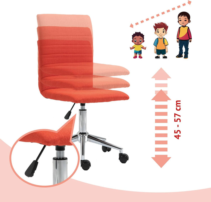 SVITA Linus Schreibtischstuhl Kinder Drehstuhl Stoffbezug Rot Rot Polyester, Rot Polyester