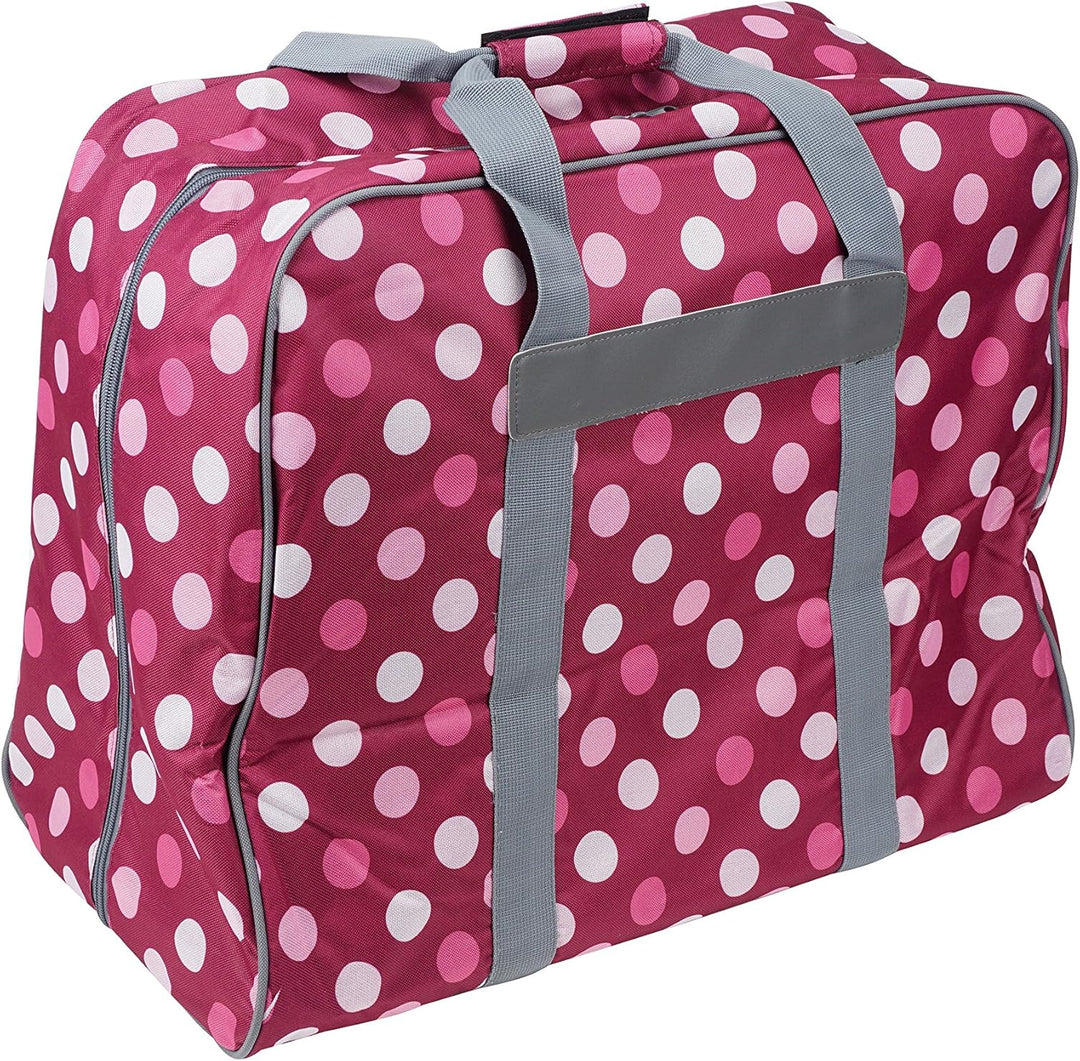 SEMPLIX XL-Nähmaschinentasche, Polka Dots Beere/Rosa, 52x42x27 cm, Grosse stabile Transport und Aufb