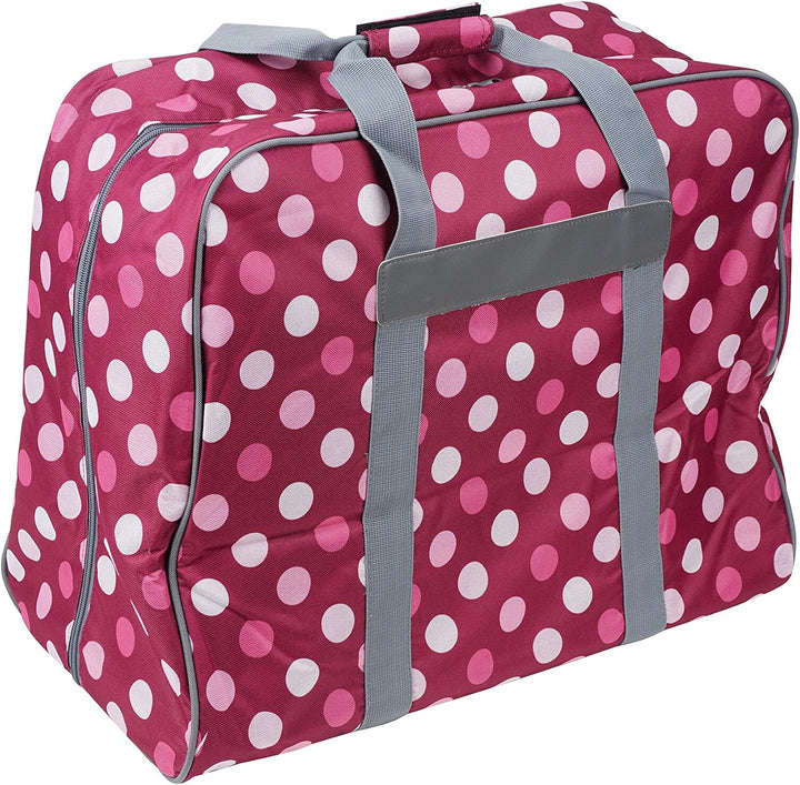 SEMPLIX XL-Nähmaschinentasche, Polka Dots Beere/Rosa, 52x42x27 cm, Grosse stabile Transport und Aufb