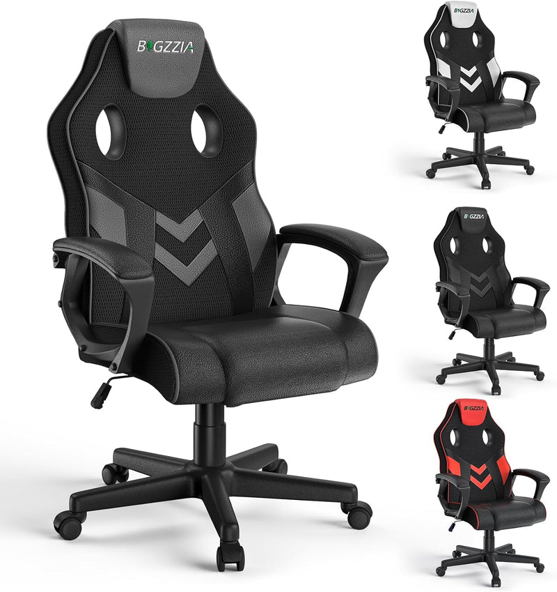 bigzzia Gaming Stuhl Computerstuhl Ergonomisch - Gamer Stuhl Bürostuhl mit Höhenverstellung Wippfunk