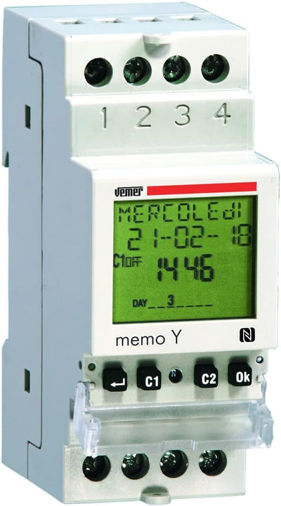 Vemer VE340600 Digitaler Zeitschaltuhr Memo DW mit IR, hellgrau 1 x Relais, 1 x Relais