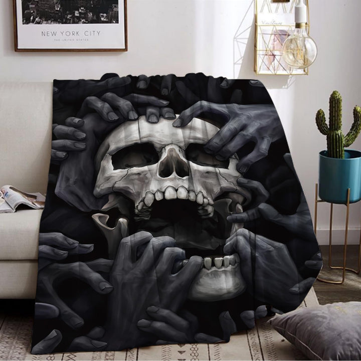 Halloween Decke Kuscheldecken Totenkopf Flanell Decke,3D Skull Motiv Flauschige Plüsch Decke,Wohndec