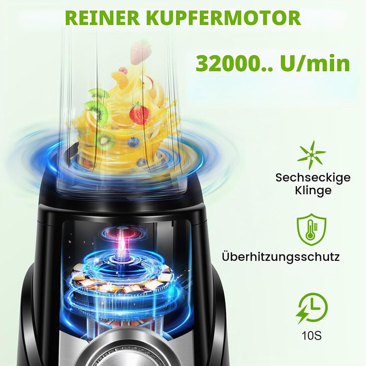 Mixer,Smoothie Maker, Mini Standmixer Blender Elektrisch, 3 Einstellbare Geschwindigkeiten, 600 ml T
