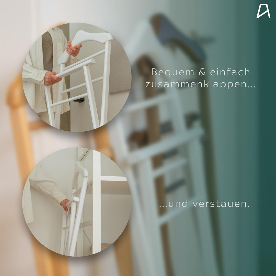 Herrendiener aus Massivholz in 3 Farben – fertig montierter Kleiderbutler & Stummer Diener – stabile