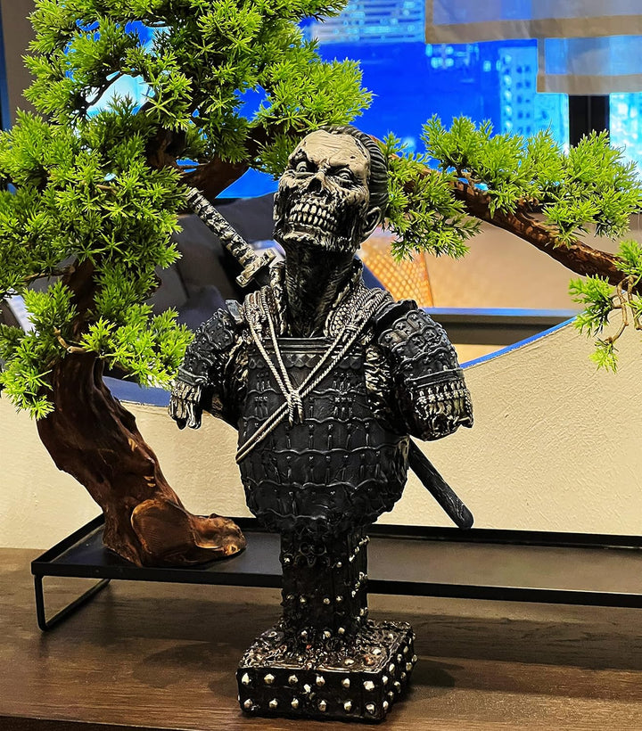 LOOYAR Resin Undead Japanische Samurai Zombie Büste Statue Skulptur Ornament Zuhause Haus Wohnzimmer