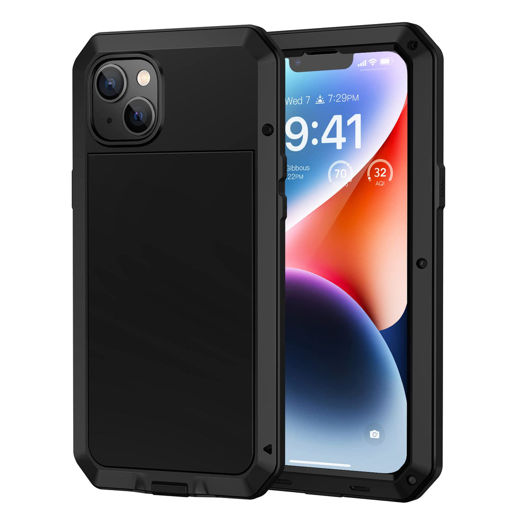 Lanhiem für iPhone 14 Hülle (6.1"), Panzerhülle iPhone 14 Case Outdoor Stossfest Metall Ganzkörper M