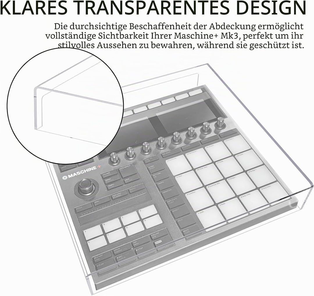 Trommel-Controller-Acryl-Abdeckung, kompatibel mit nativen Instrumenten Maschine + MK3, transparente