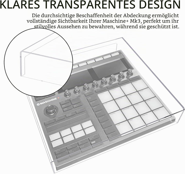 Trommel-Controller-Acryl-Abdeckung, kompatibel mit nativen Instrumenten Maschine + MK3, transparente