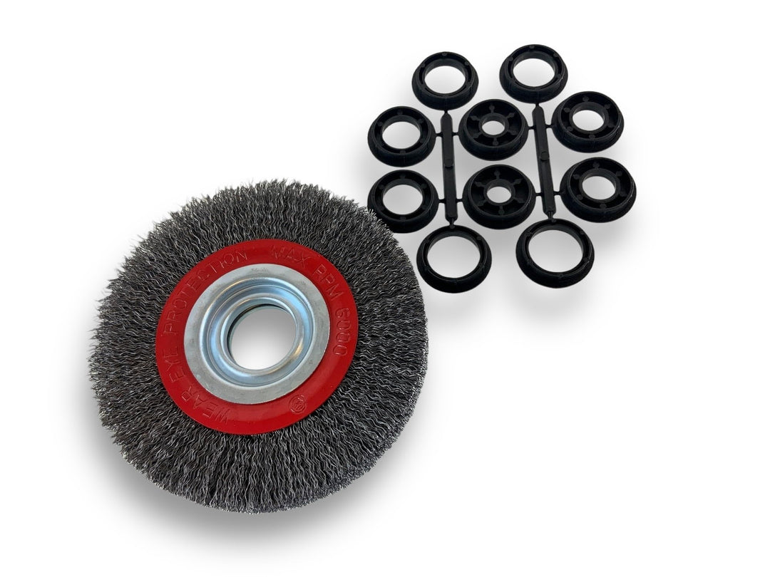 10er-Set Rundbürsten STAHL | Ø 150 mm | 2-reihig | Harte, gewellte Drähte 0,30 mm | Bohrung 32 mm +