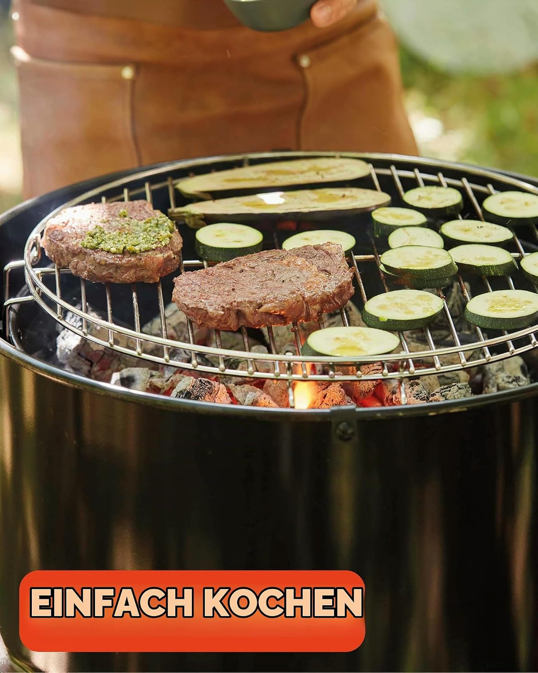 barbecook Edson Grilltonne, feuertonne mit grillplatte, Grillen für 10 Personen, Schwarz, 60x60x90cm
