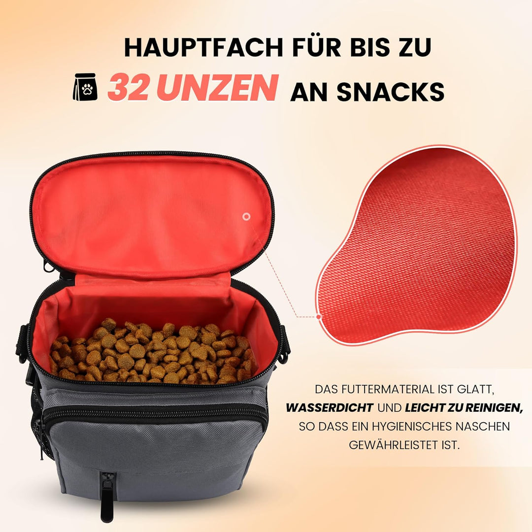 Leckerlitasche für Hunde, Futterbeutel Hundetraining mit Reissverschluss, Gürteltasche für Hunde mit