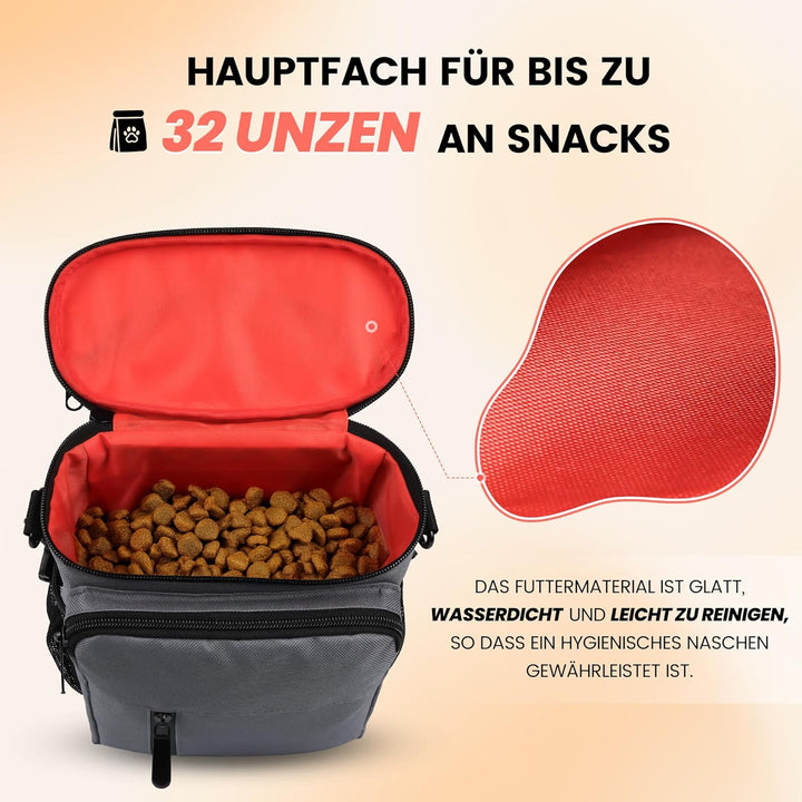 Leckerlitasche für Hunde, Futterbeutel Hundetraining mit Reissverschluss, Gürteltasche für Hunde mit