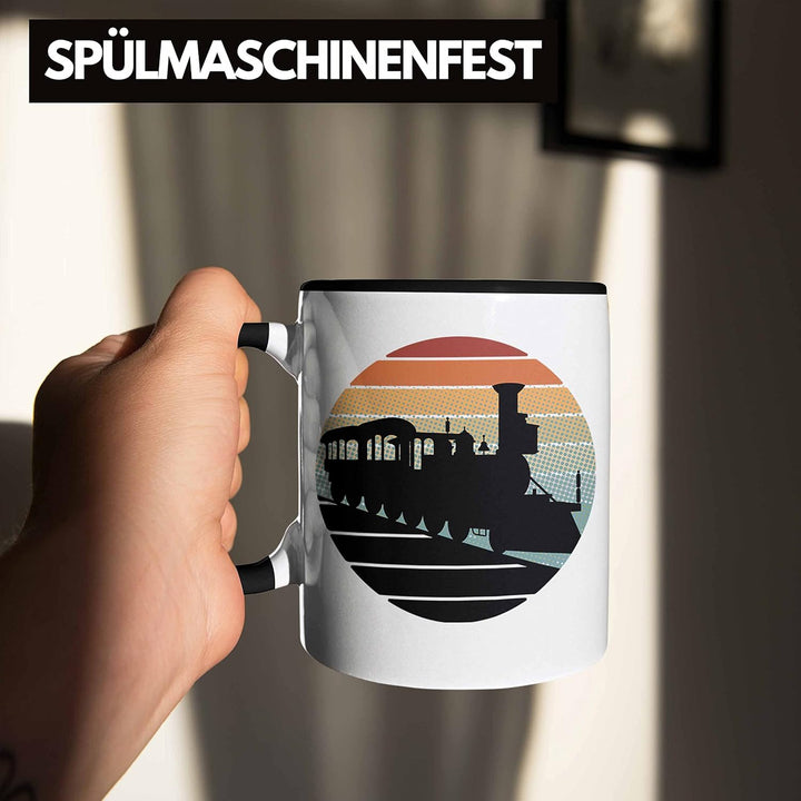 Trendation - Lustige Eisenbahn Tasse für Eisenbahner Geschenk Vintage Grafik (Schwarz), Schwarz