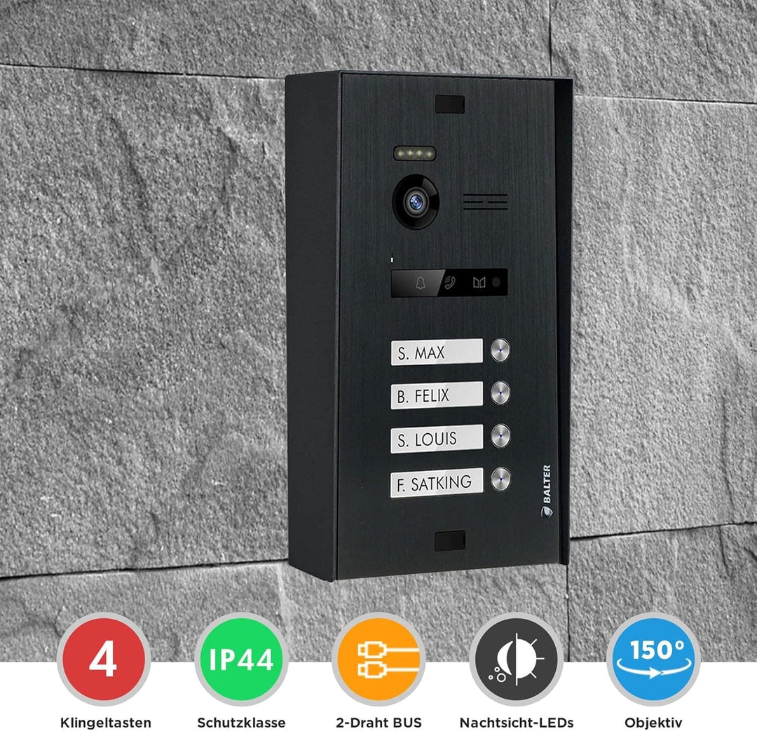 Nonic Balter EVO Aufputz Video-Türsprechanlagen WLAN Set 4 Familienhaus (1x Türstation mit Kamera Sc