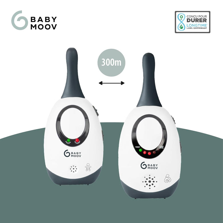 Babymoov Babyphone Simply Care (inkl. 2 Adapter) - analog, strahlungsarm, 300m Reichweite Weiss/Schw