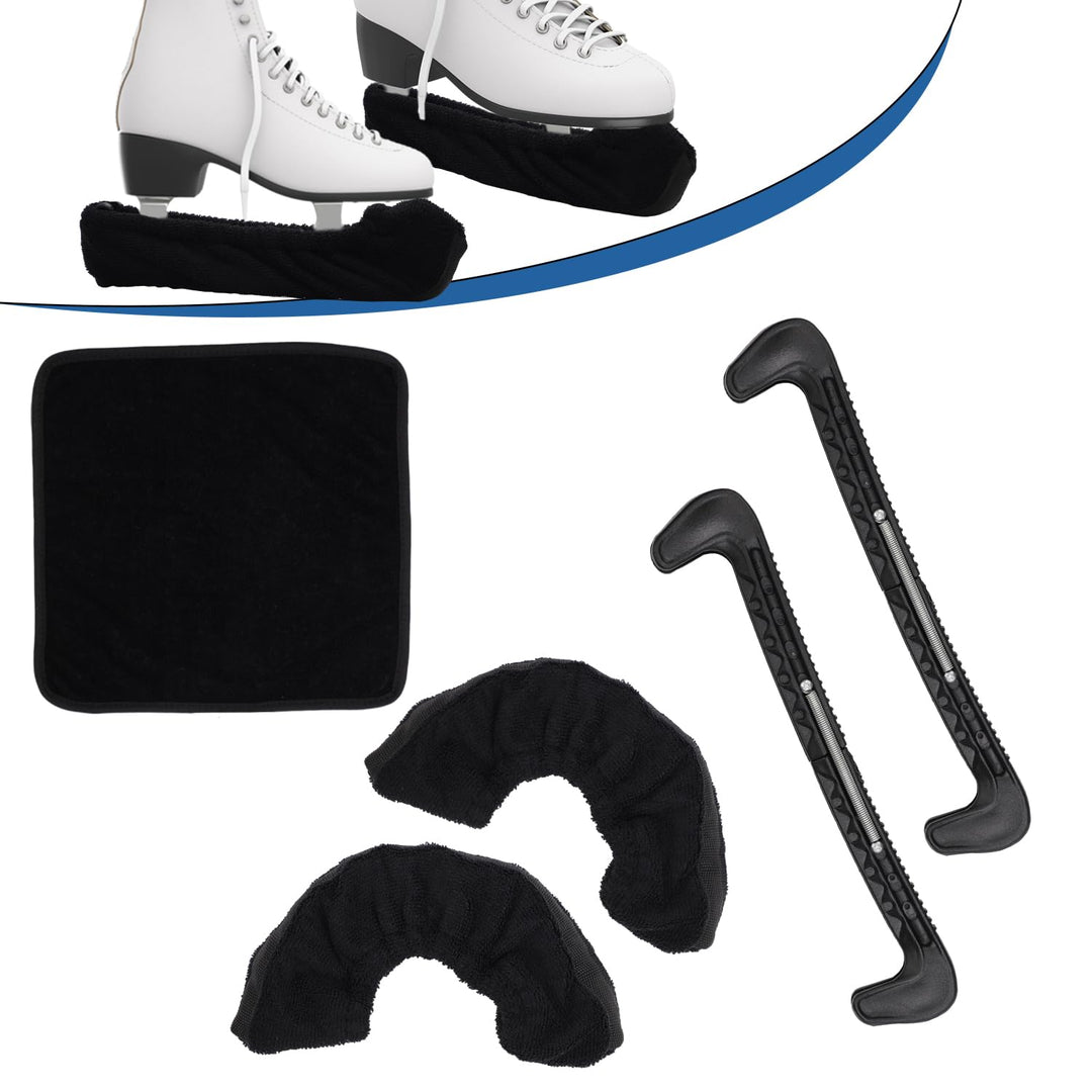NQEUEPN Schlittschuhschoner & Einweichtücher & Handtuchset, Harter Schlittschuhschutz und Weiche Sch