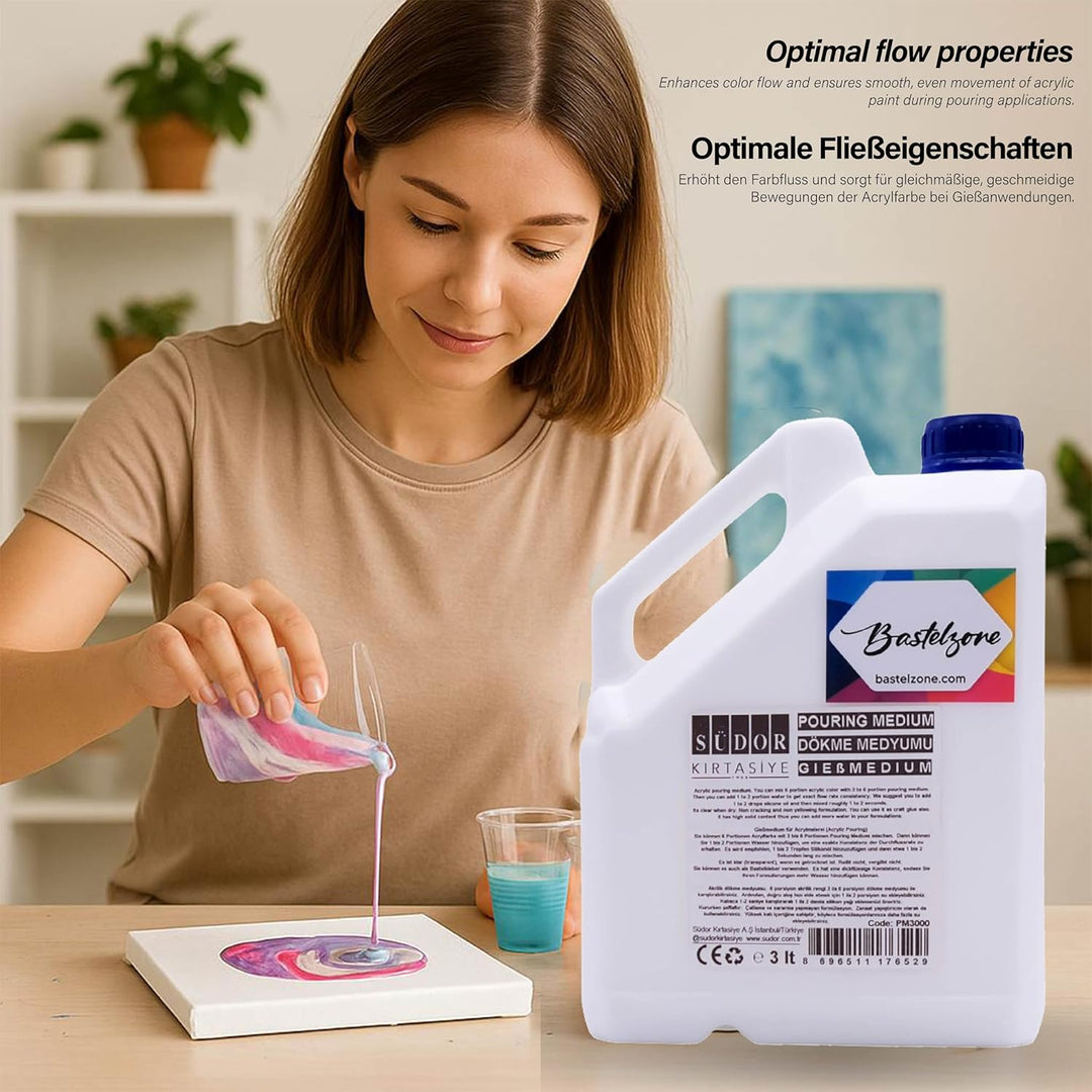 Pouring Medium 3 Liter. Giess Medium für Fliesstechnik und Giessanwendungen. Giessmedium, Giessmediu
